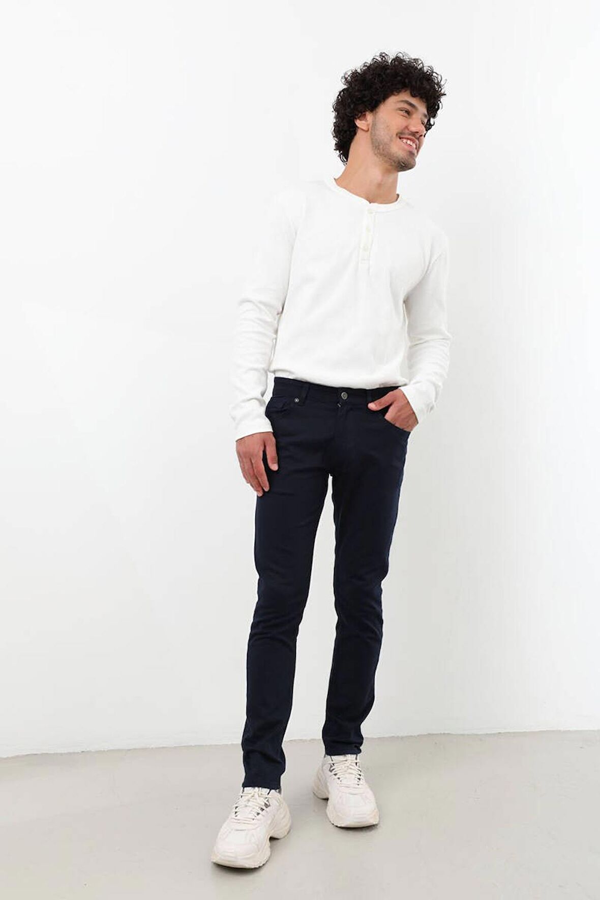 Erkek Jesus Slim Fit Gabardin Pantolon Lacivert