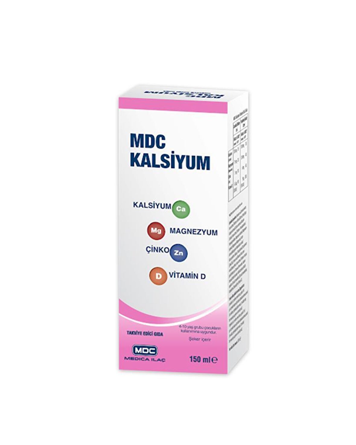 MDC Kalsiyum Magnezyum Çinko Vitamin D 150 ml