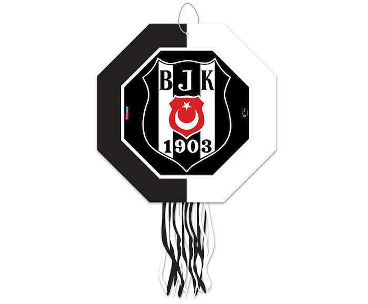 Pinyata Beşiktaş orjinal lisanslı 42 cm çaplı ahşap sopalı uçları püsküllü gerçek patlayabilen pinyata