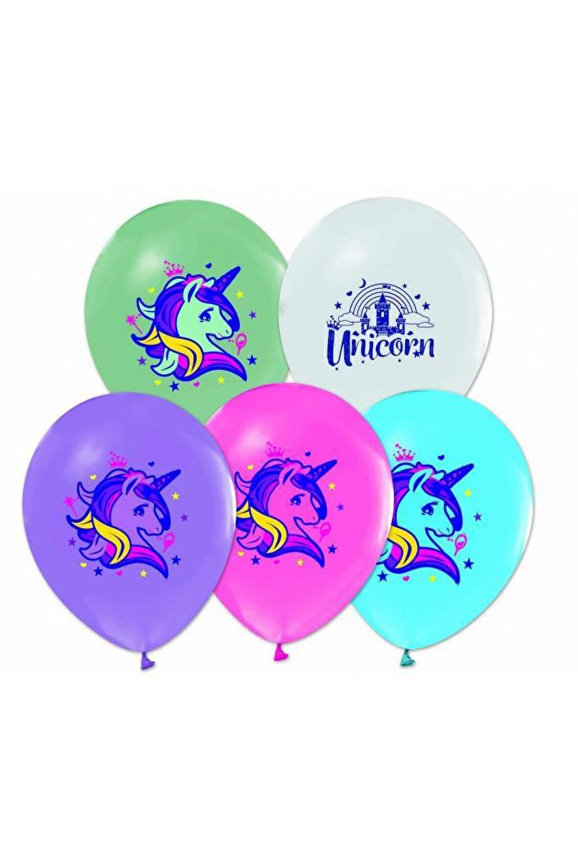 Balonevi Balon Unicorni Baskılı Pastelı 4+1 100 LÜ