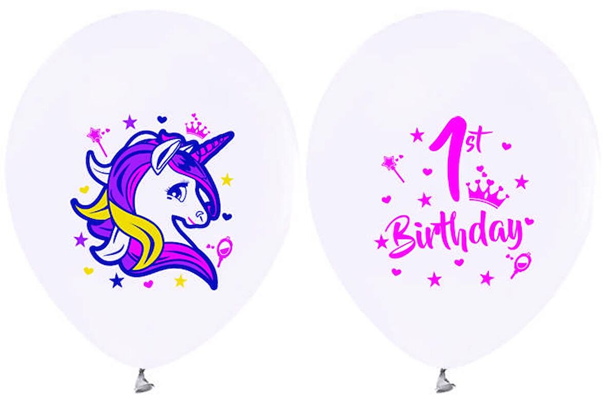 Balon Unicorn 1 Yaş 12" Byz ( 100 Adet )