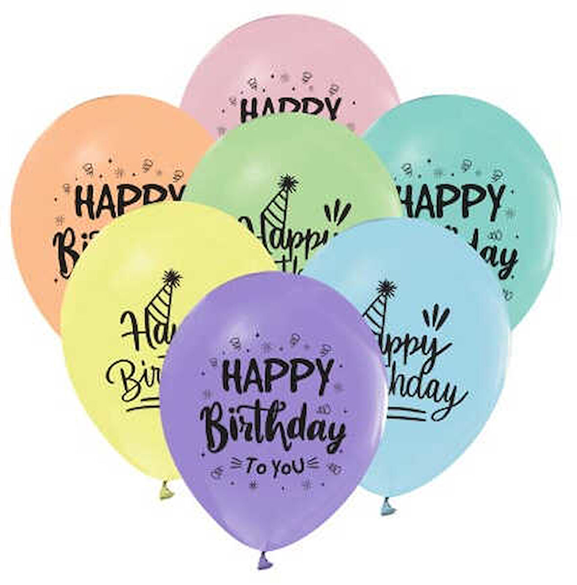 BALON HAPPY BIRTHDAY MAKARON RENGARENK P100-50
