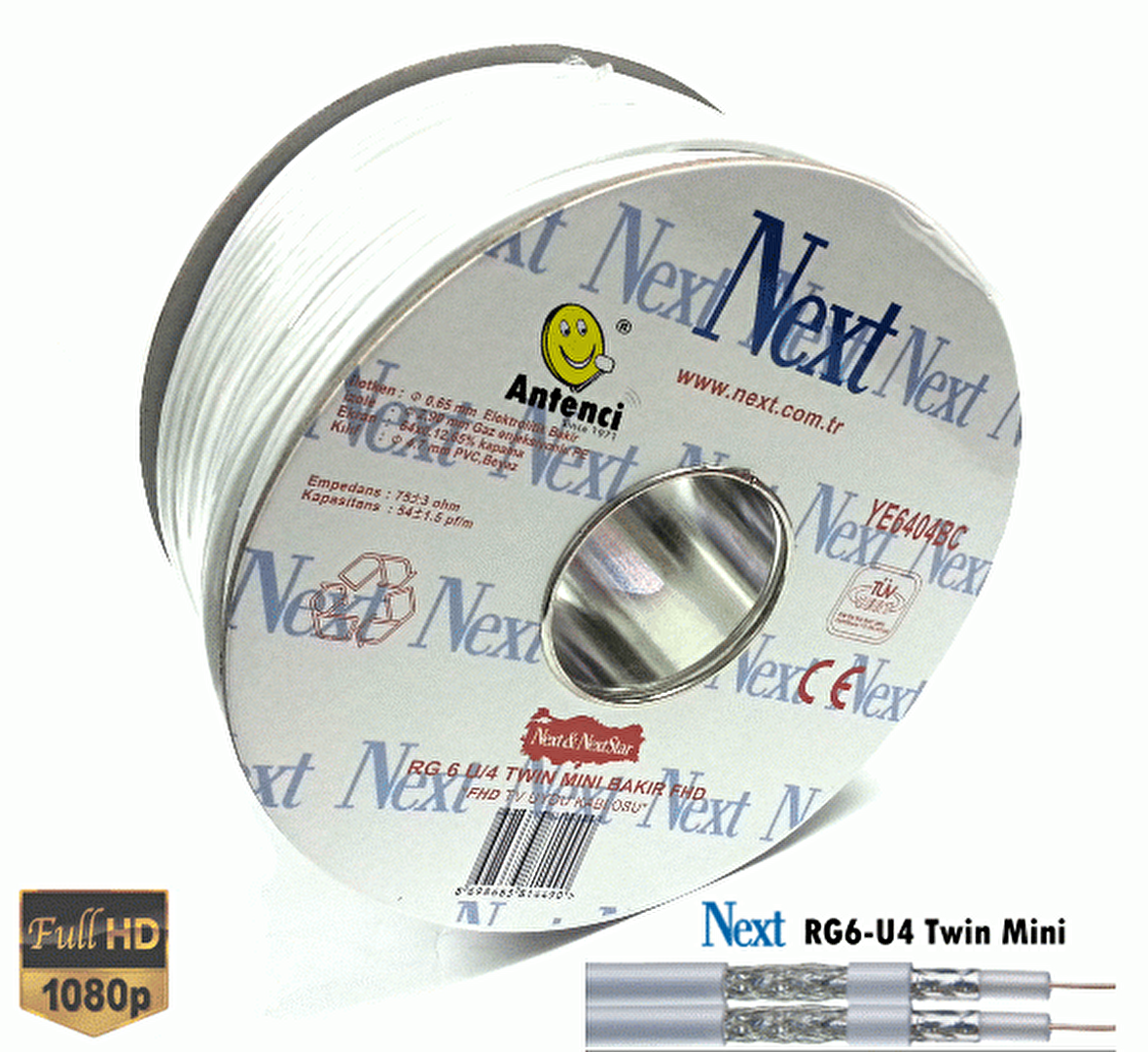 Next YE-6404BC Mini U4 Twin Bakır Anten Kablosu 100Metre