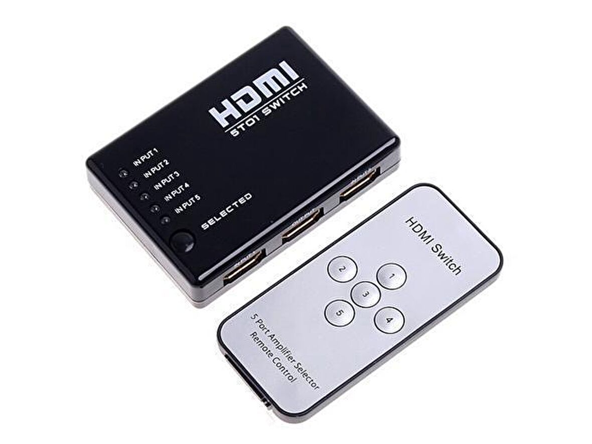 Powermaster 5 port HDMI Switch 5x1 Kumandalı Uyumlu