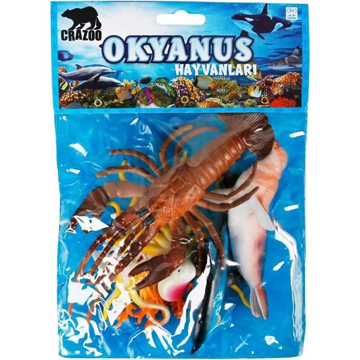 Okyanus Hayvanları Poşetli Hayvan Oyun Seti Orta Boy - Yengeç