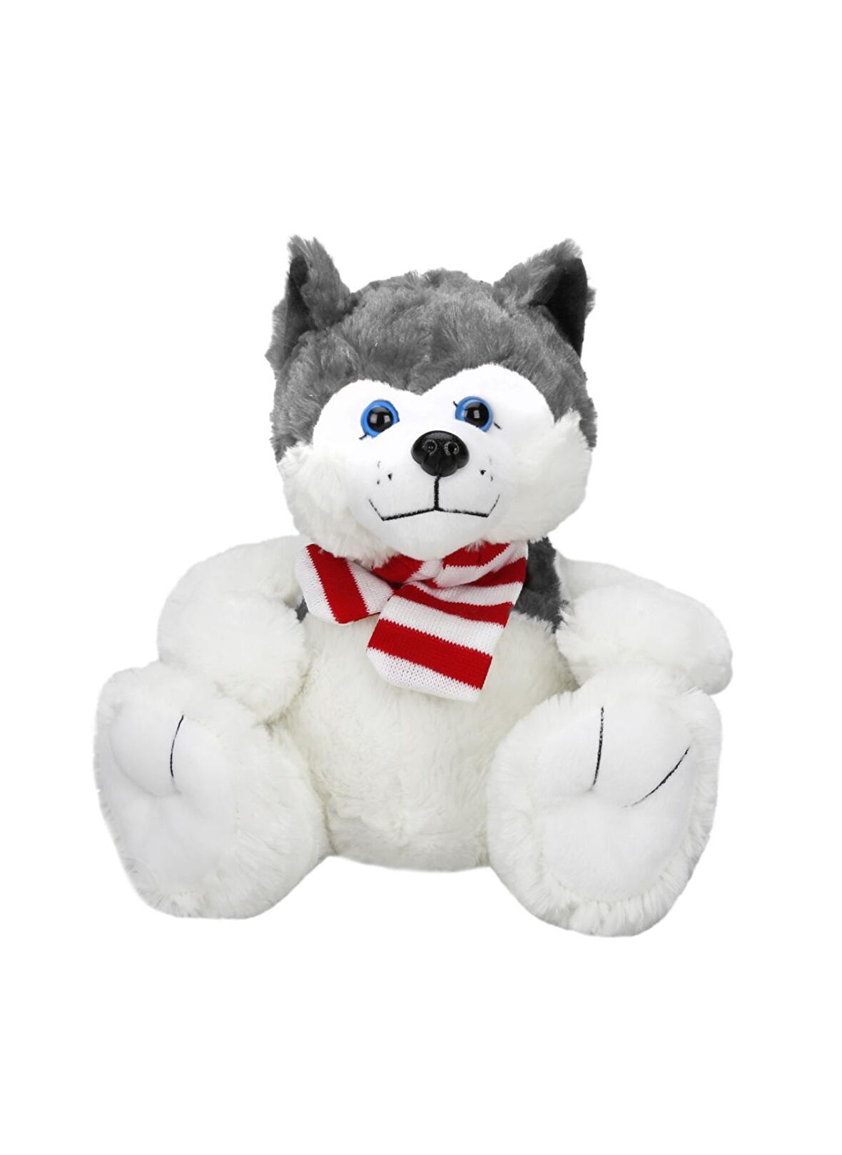 Oturan Husky Atkılı Peluş Köpek 30 cm. - Gri