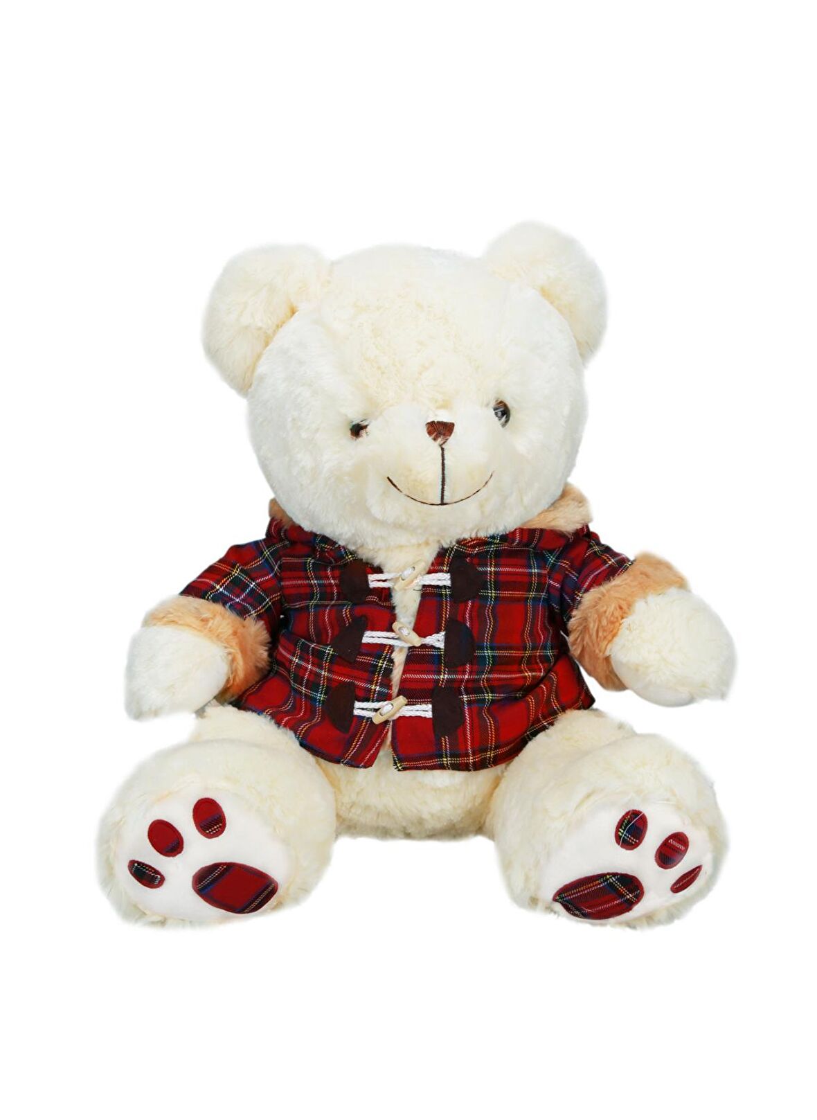 sunman-Ekose Elbiseli Peluş Ayı 45 cm. - Beyaz Peluş Ayı