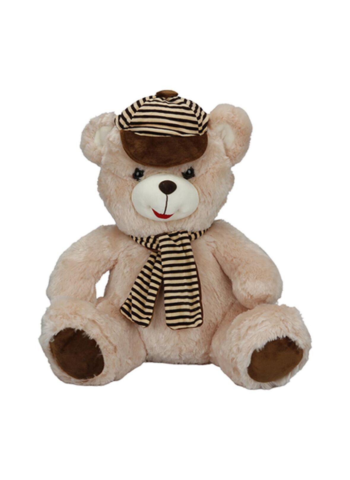 Şapkalı Atkılı Oturan Peluş Ayı 50 cm.