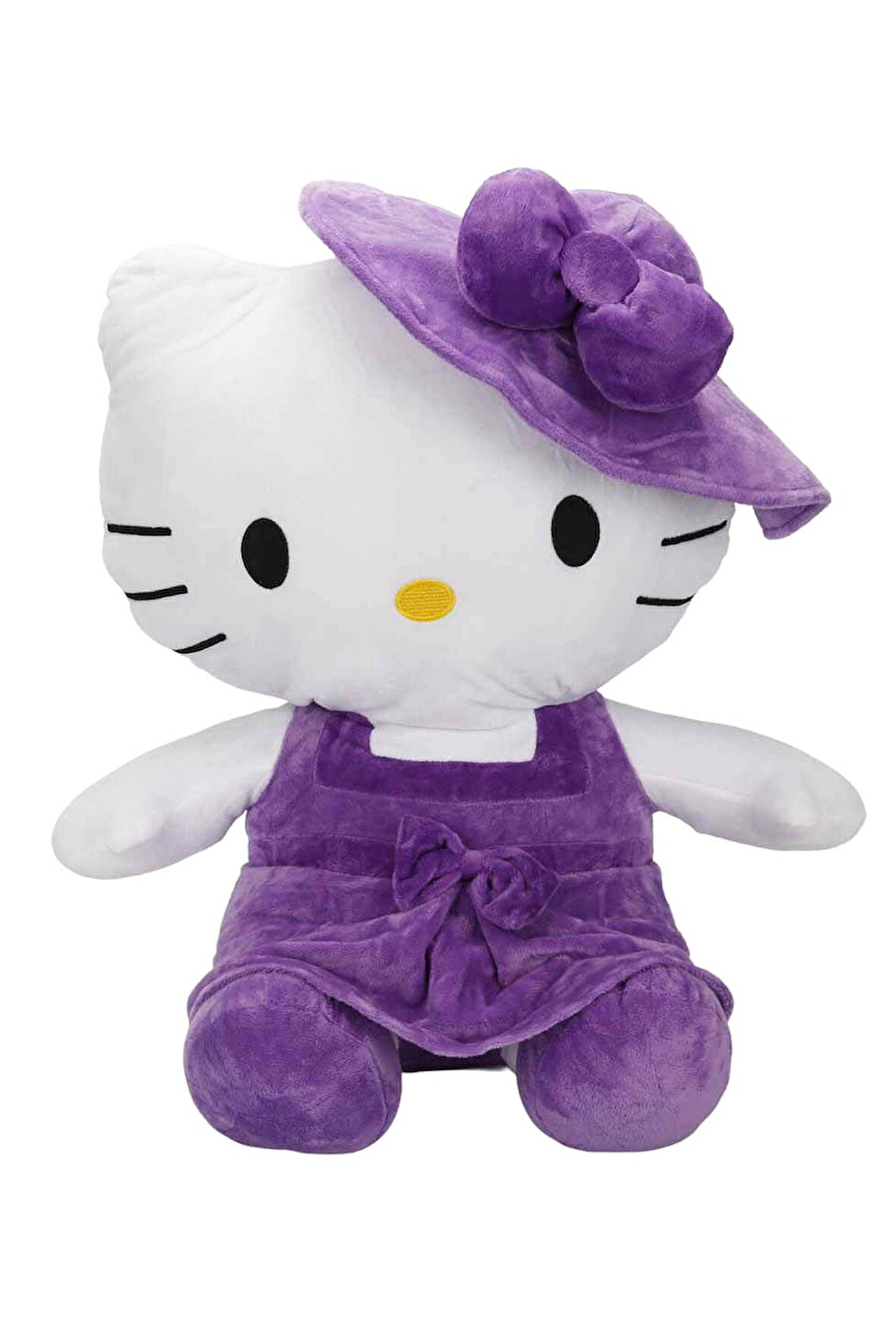 Mor Rengin En Sevimli Temsilcisi: Lisanslı Hello Kitty Şapkalı Peluş 50cm.