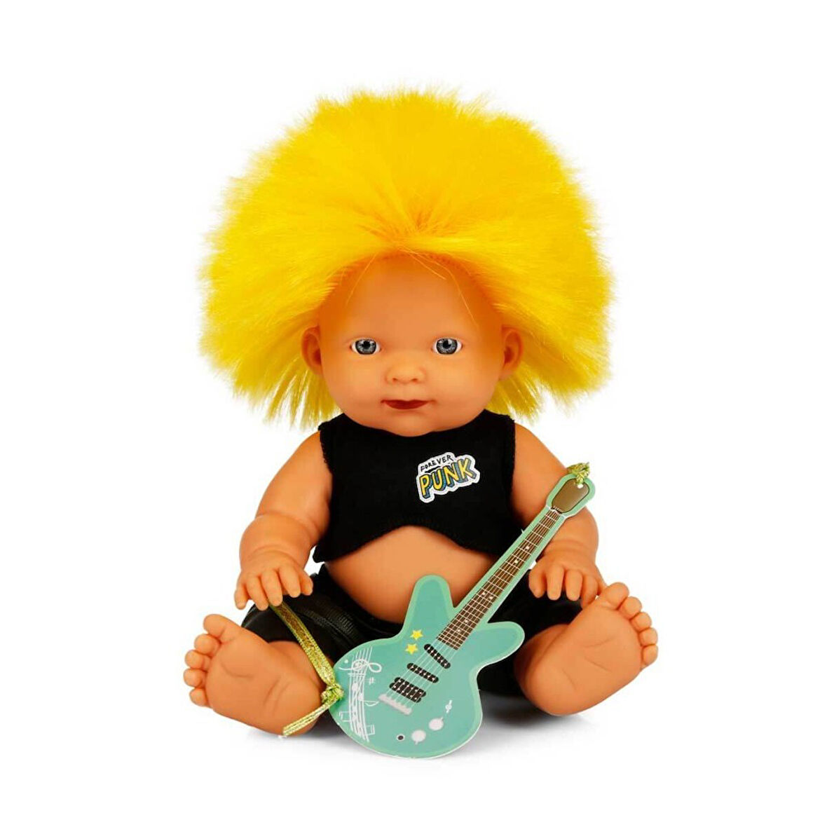Punkçı Bebek Figürü 25 cm - Sarı Saçlı