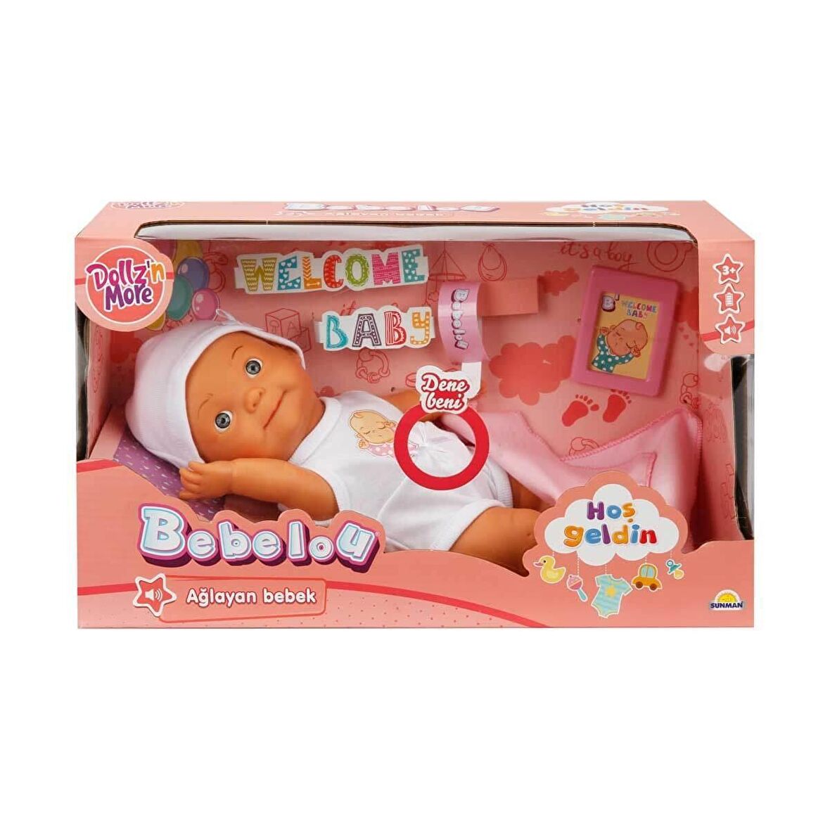 Sun-Sabc-Dzm-Bebek Set Bebelou Hoşgeldin Sesli Ağlayan 30 Cm.2R.