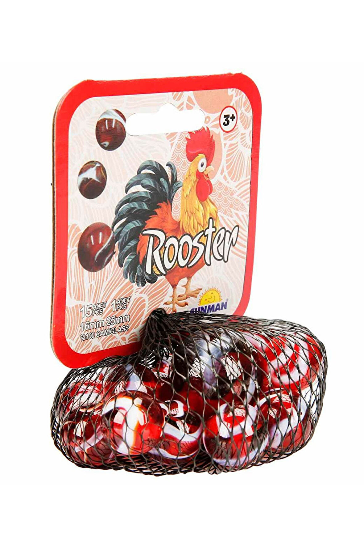 Horoz Kırmızı Misket Oyunu – Cam Bilye Seti Büyük Boy Misketli 16 Parça