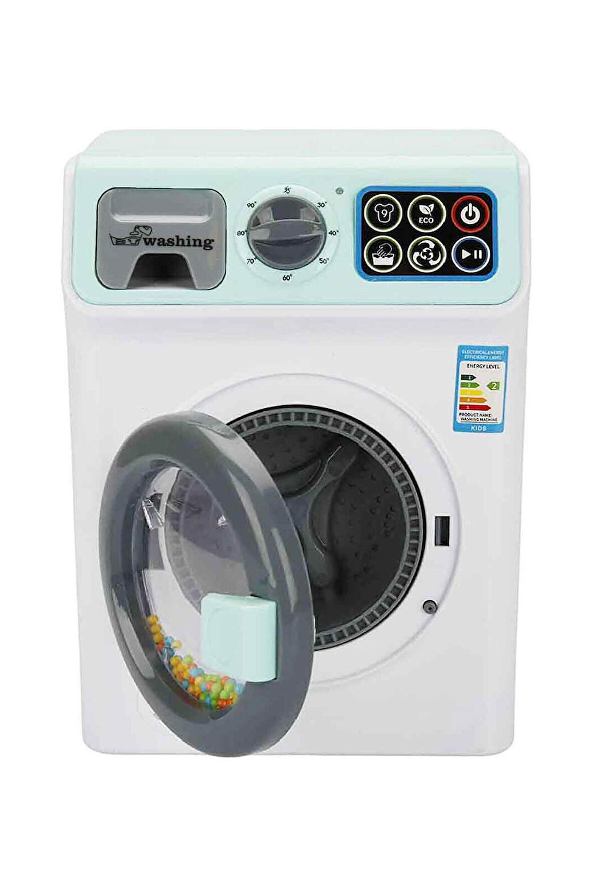 Minikler İçin Gerçek Yıkama Deneyimi: Sesli ve Işıklı Yeşil Çamaşır Makinesi