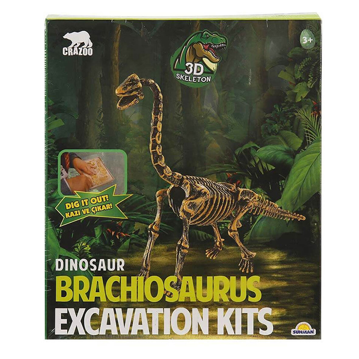 Crazoo 3D Fosil Kazı Seti Dinozor Brachiosaurus S00003561