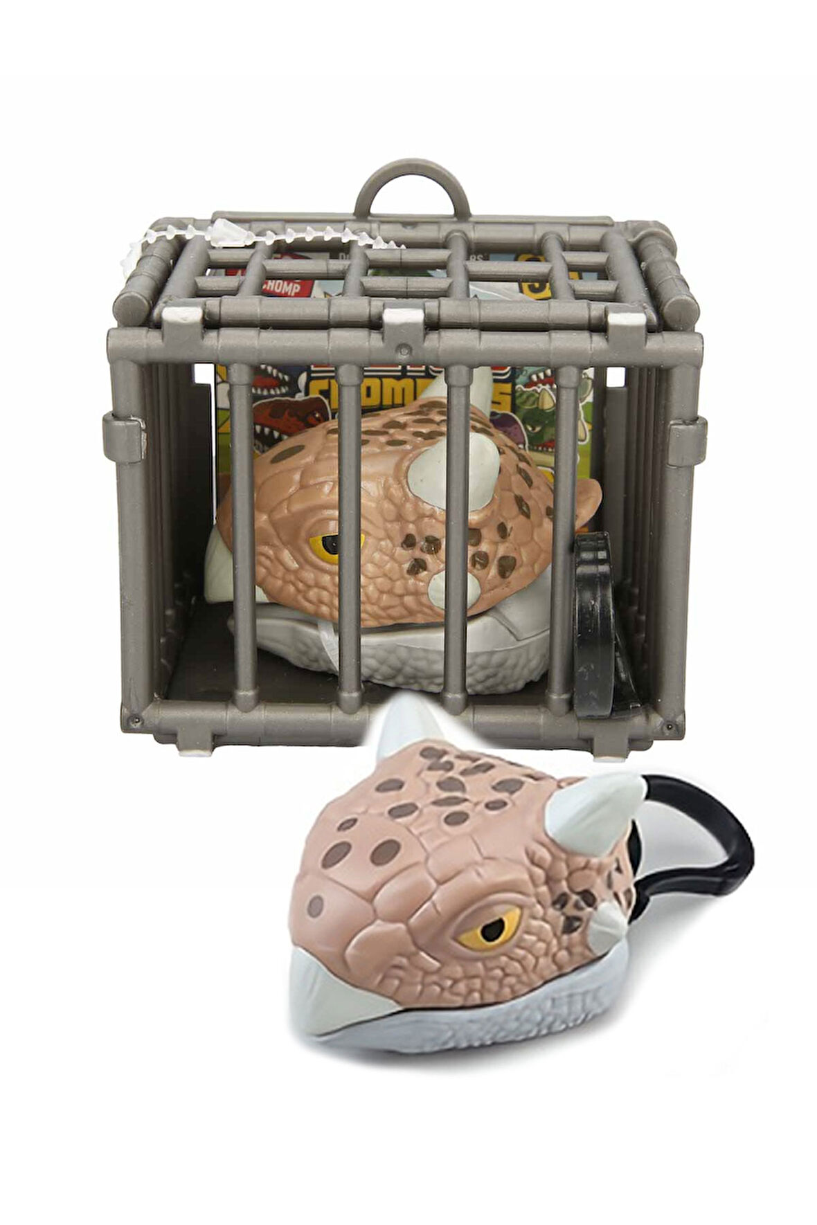 Kafeste Ankylosaur Mini Dinozor Arabası Anahtarlık Oyuncak Çek Bırak Dinozor