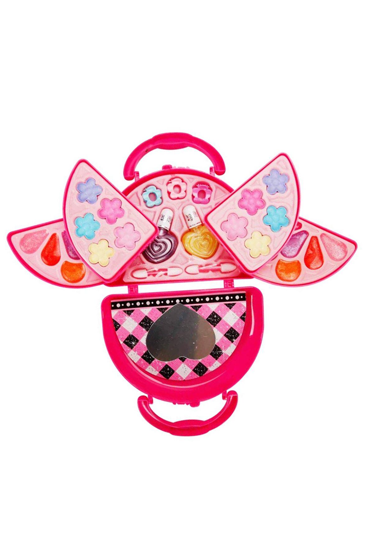 3 Katlı Pembe Çantalı Makyaj Seti - Makyajını Her Yere Yanında Taşı!