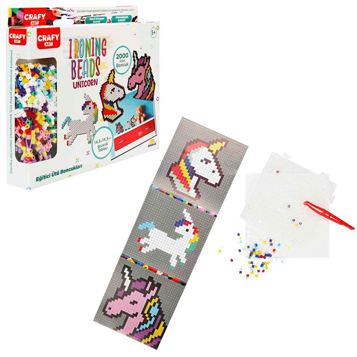 Crafy Ütü ile Yapışan Unicorn Boncuk Seti