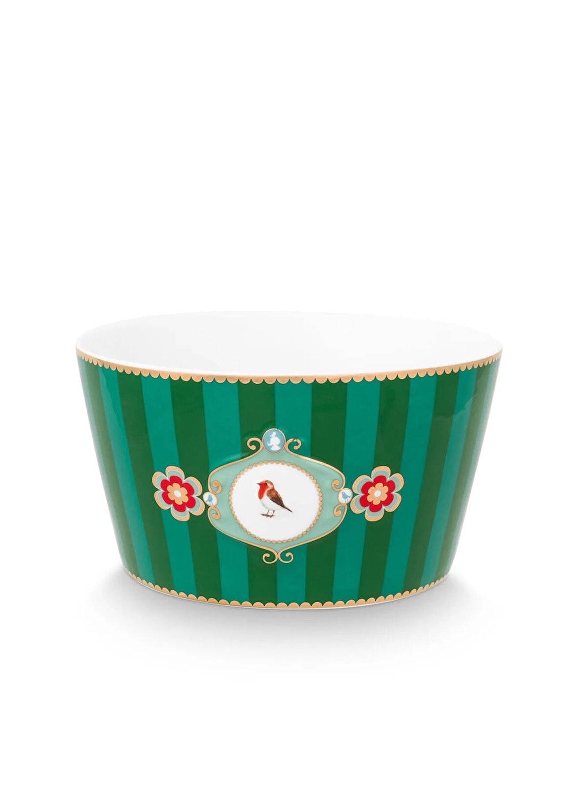 Pip Studio Porselen Yeşil Kase LOVEBİRDSYEŞİLÇİZGİLİKASE15CM