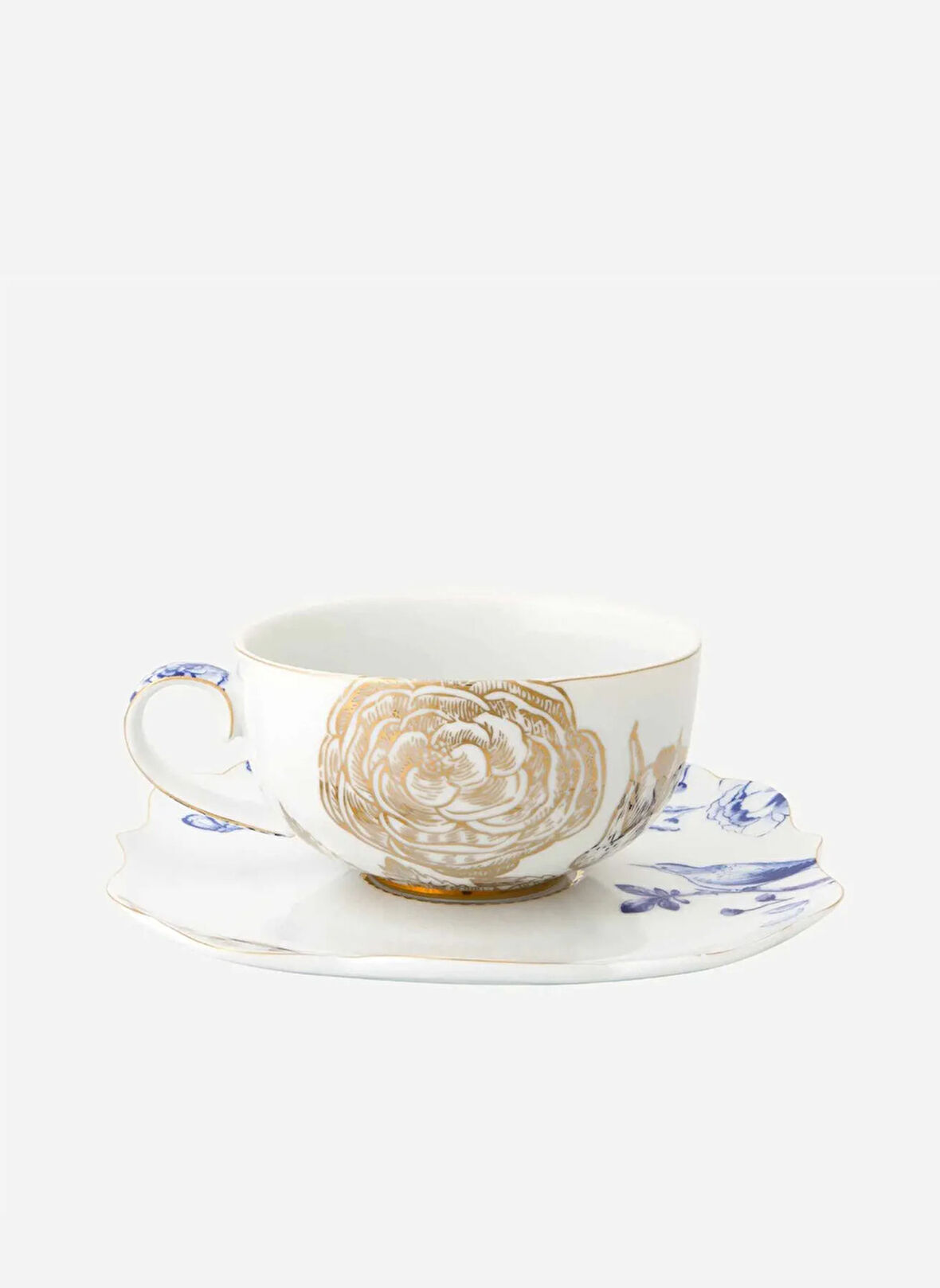 Pip Studio Çay Fincan Ve Tabak Royal Beyaz Altın Çiçek Desenli Çay
