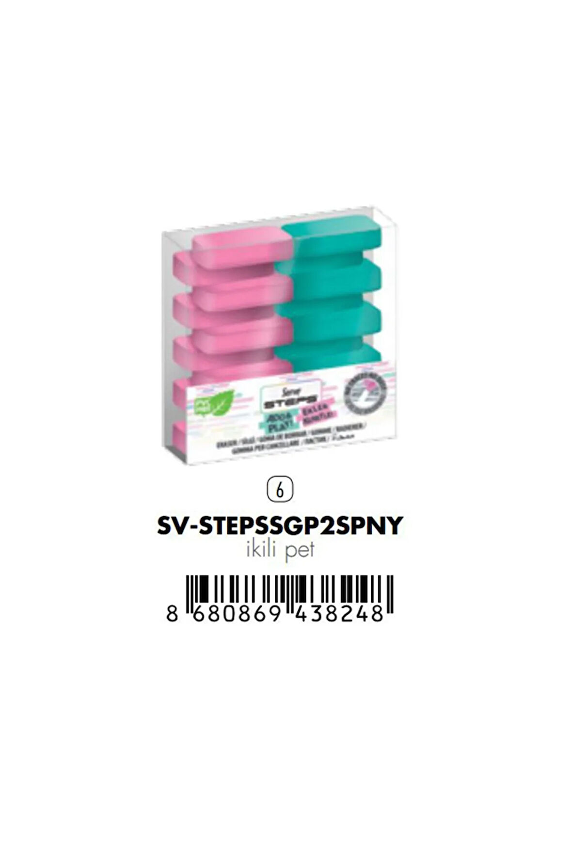 Serve Steps Silgi  Fosforlu Karton Yeşil-Pembe