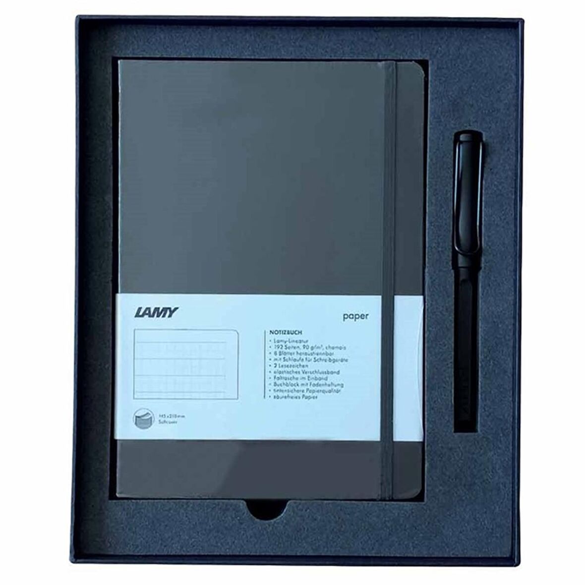 Lamy A5 Defter Safari Roller Kalem Set Mat Siyah