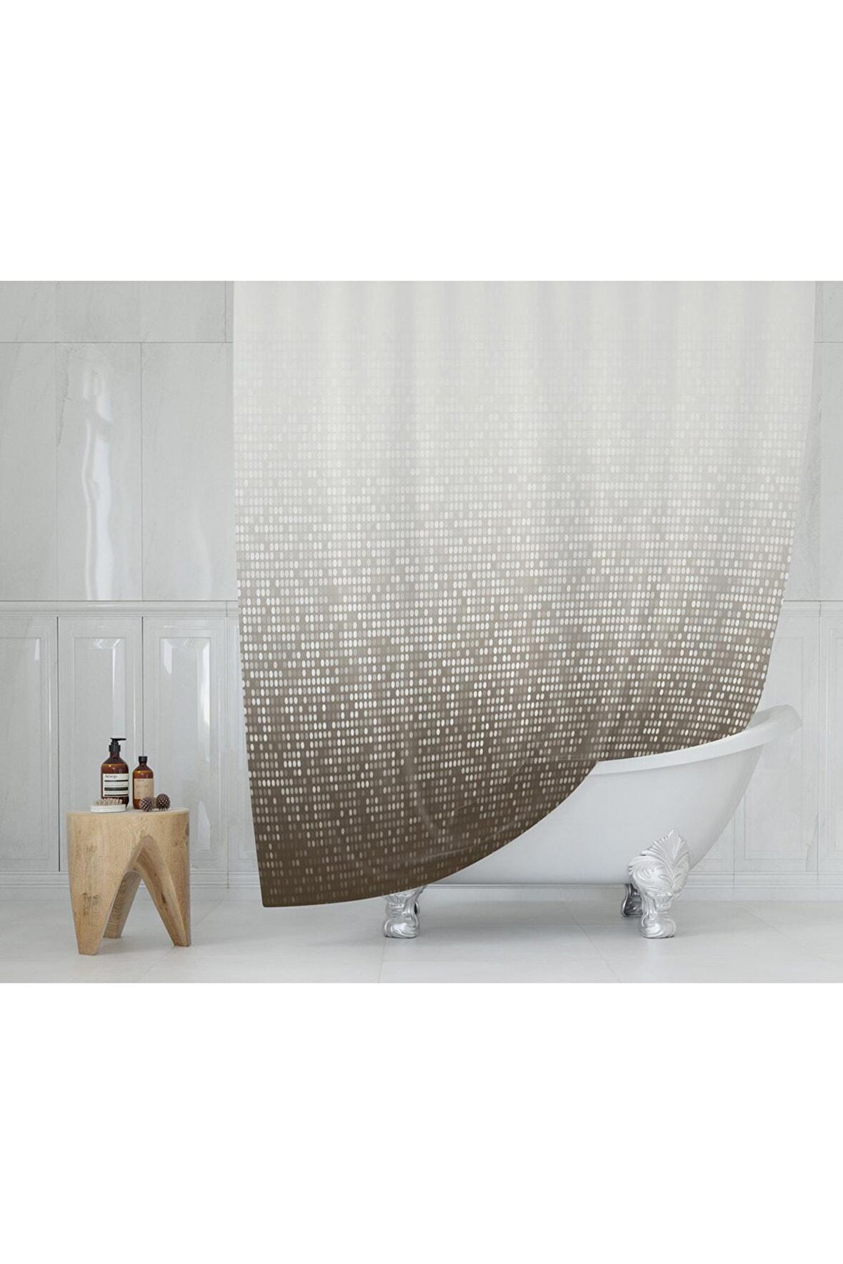 Kahverengi Banyo Perdesi Duş Perdesi Su Geçirmez Banyo Perdeleri Polyester Kumaş Duş Perde 180x200cm