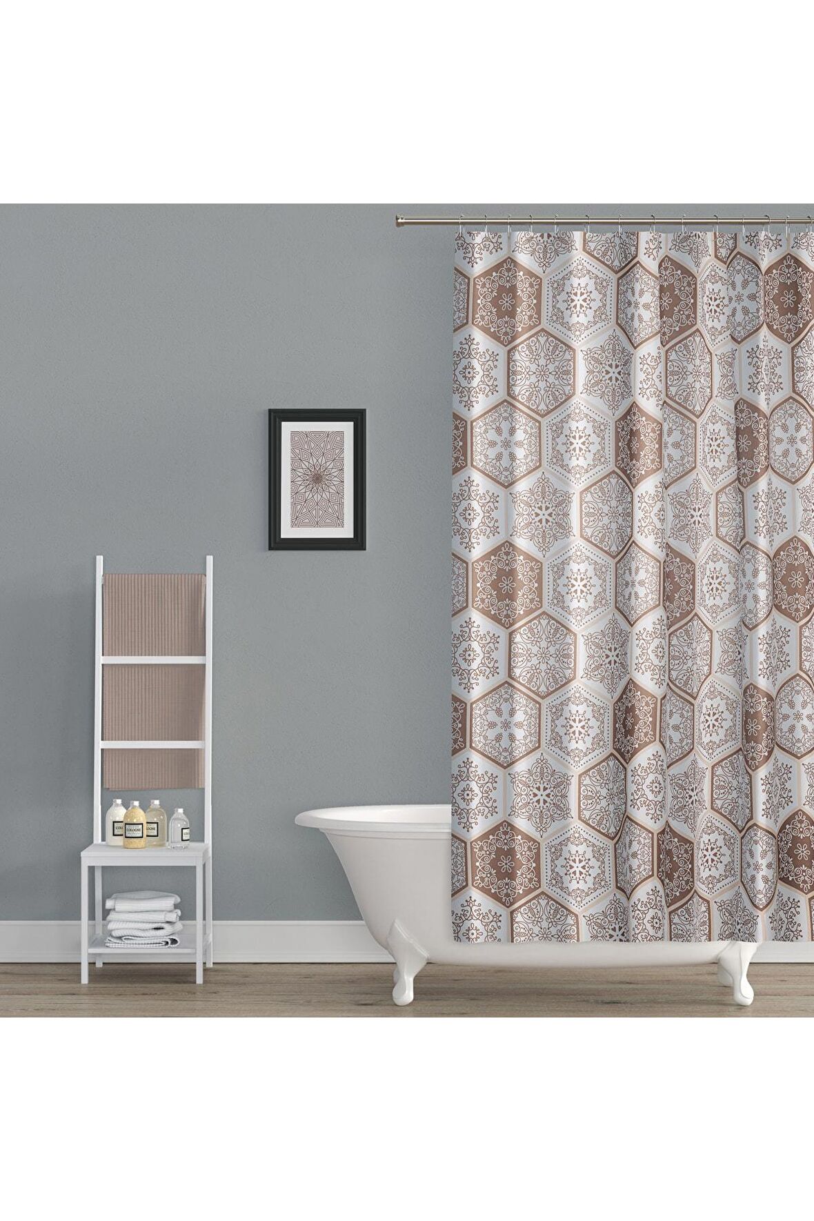 Banyo Perdesi - Tek Kanat Duş Perdesi, Polyester Kumaş Duşakabin Perdesi 180x200 Cm Küvet Perdesi