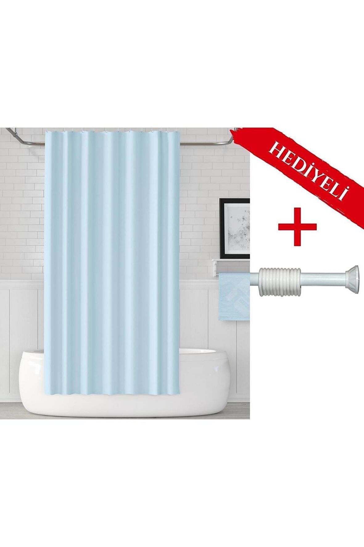 Ağaçlı Banyo Perdesi Askı Hediyeli 180x200cm Tek Kanat Duş Perdesi, Renkli Banyo Duş Perdesi