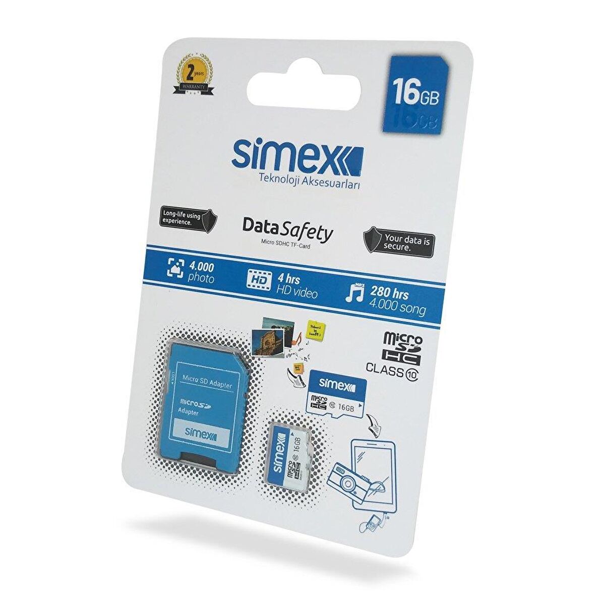 Simex Hafiza Karti SH-101 Data Safety Micro SD    16GB