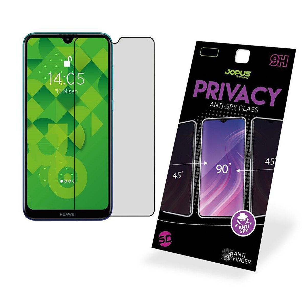 JOPUS Huawei Y7 2019 Cam Ekran Koruyucu CEK-126 Privacy  Siyah