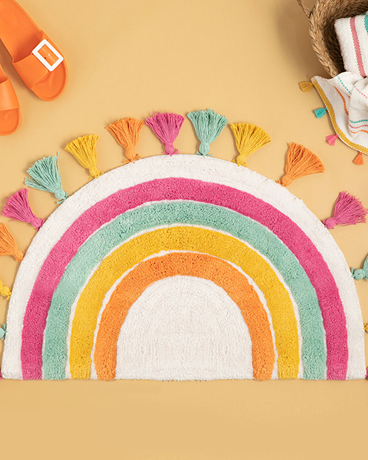 English Home Rainbow Pamuklu Banyo Paspası Renkli