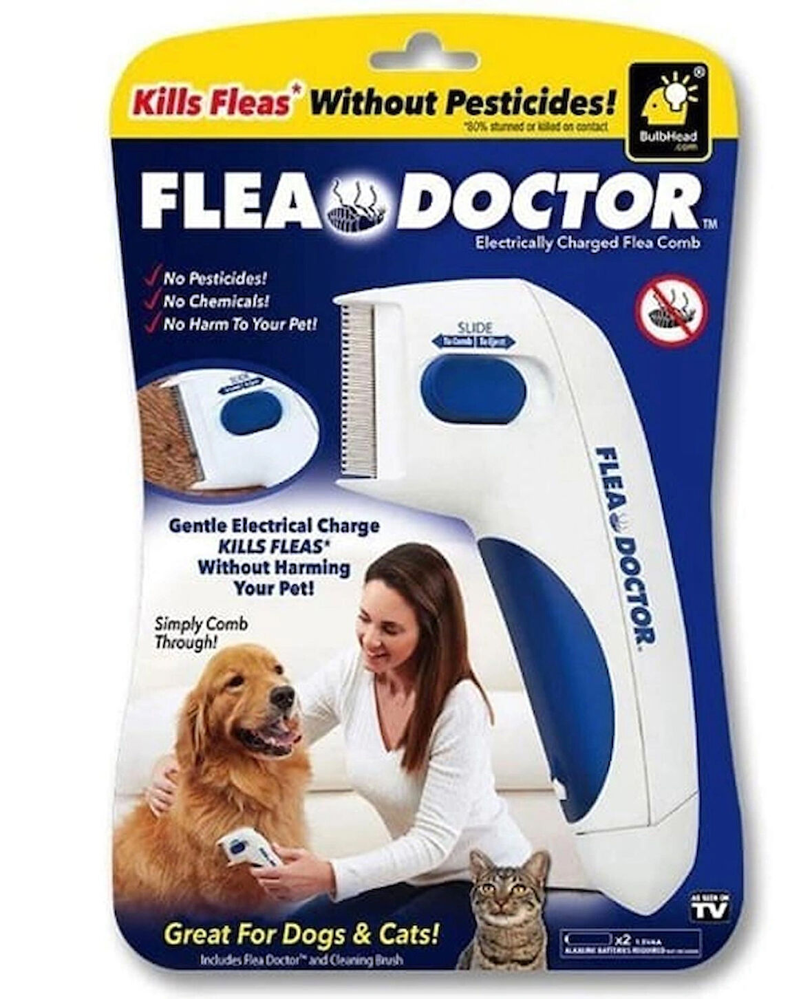 Flea Doctor Kedi ve Köpekler için Pilli Pire Tarağı