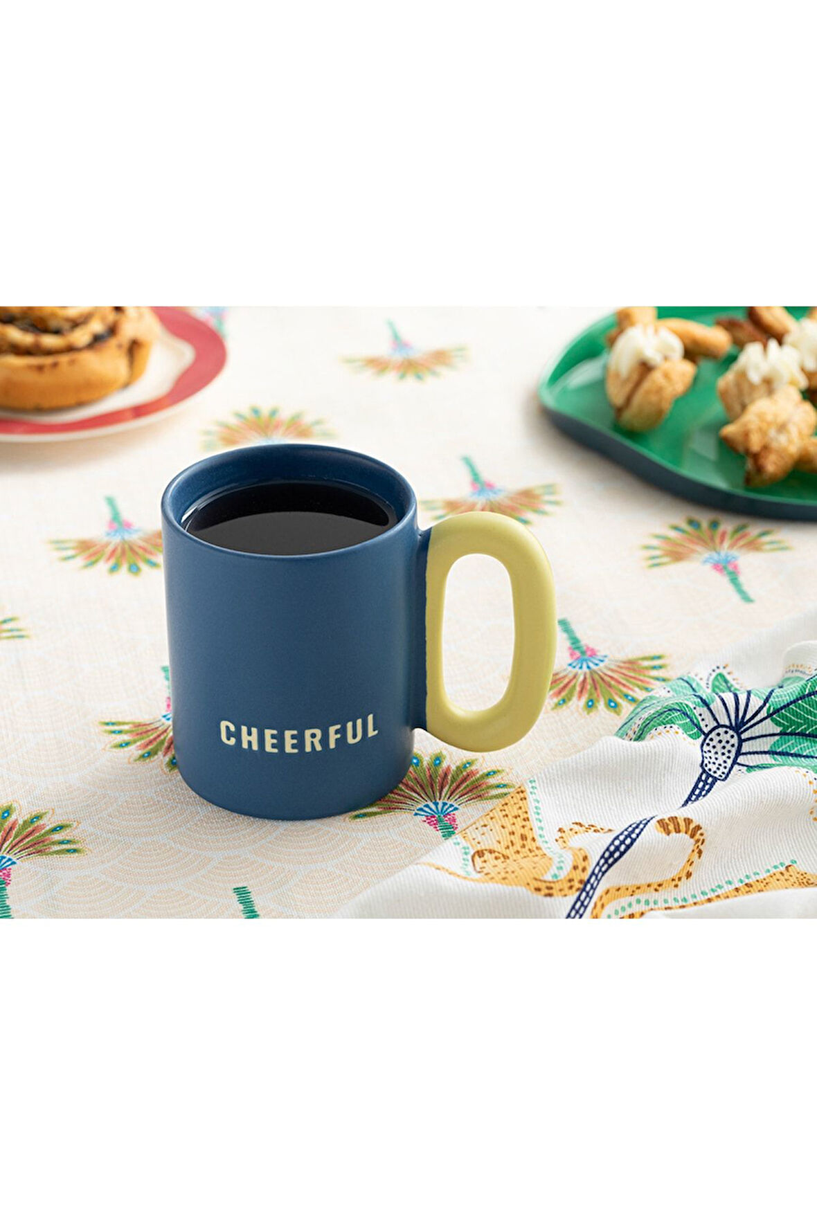 Cheerful New Bone China Kupa 350 Ml Sarı-lacivert