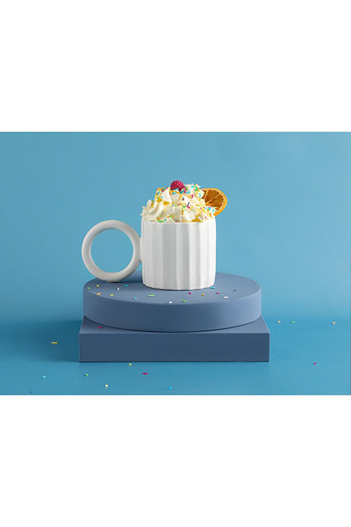 Angled New Bone China Kupa 260 Ml Beyaz