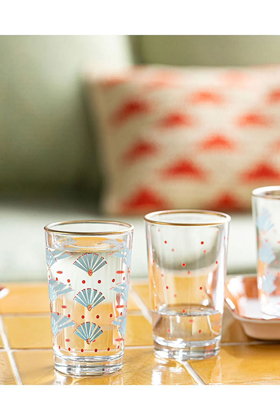 Exotic Art Cam 6'lı Kahve Yanı Bardak 110 ml Mavi - Pembe