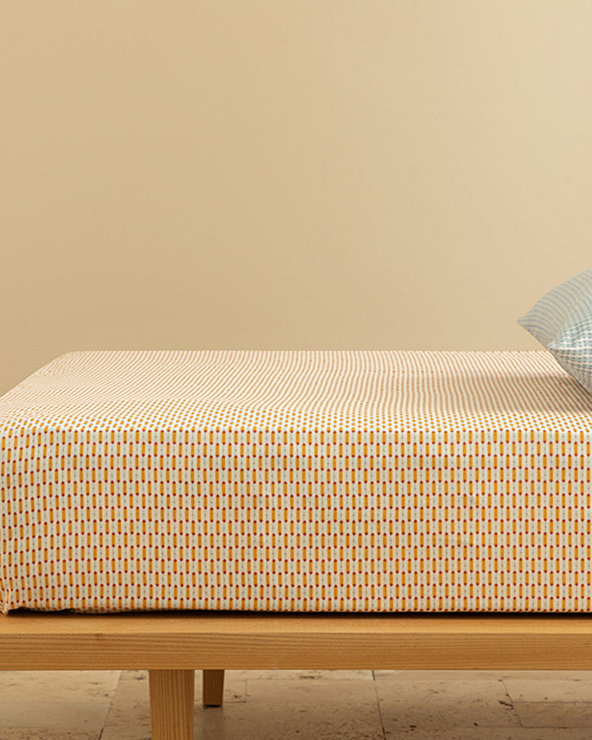 English Home Diamond Stripe Kolay Ütülenir Tek Kişilik Çarşaf Sarı