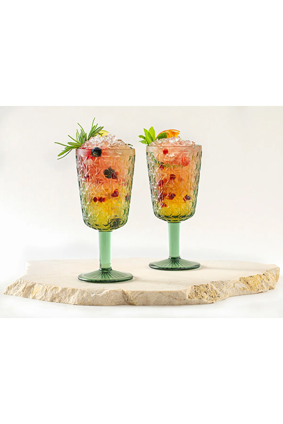 Agnes Cam 2'li Kadeh Koyu Yeşil