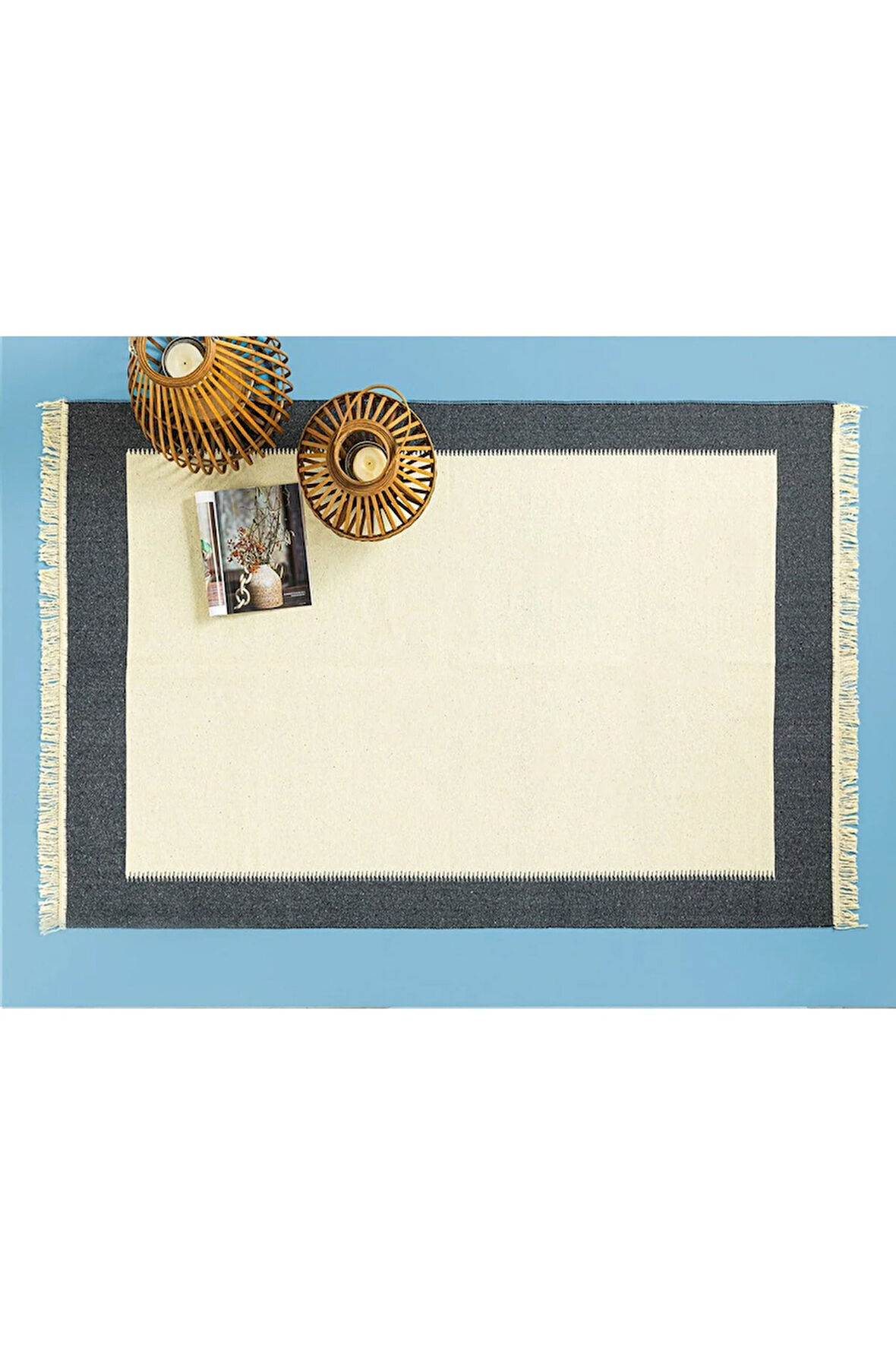 Lara Purl Dokuma Kilim Lacivert - Krem