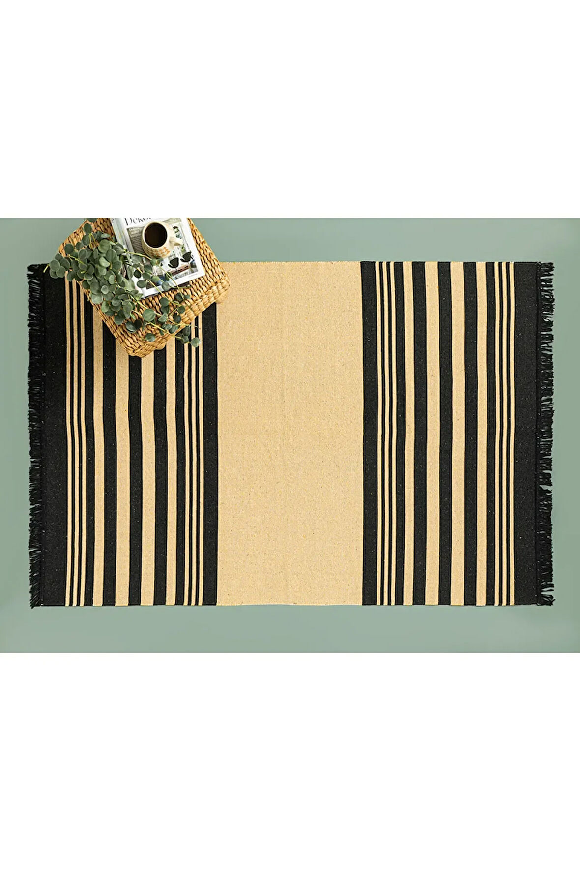 Lara Tiar Dokuma Kilim Krem Siyah