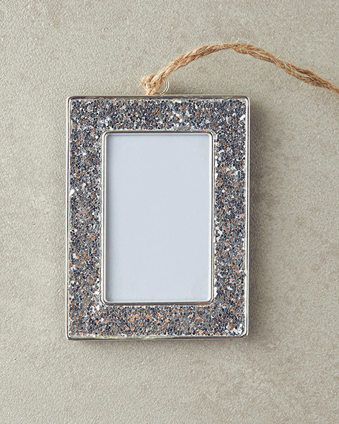 Glitter Çerçeveli Metal Yılbaşı Ağaç Süsü Silver