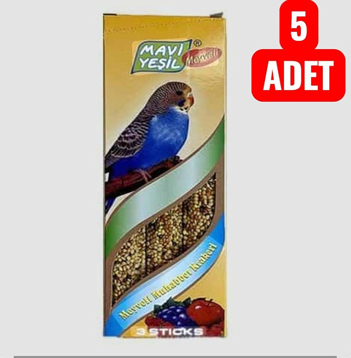 MAVİ YEŞİLMEYVELİ MUHABBET KUŞ YEMİ 5 'Lİ PAKET