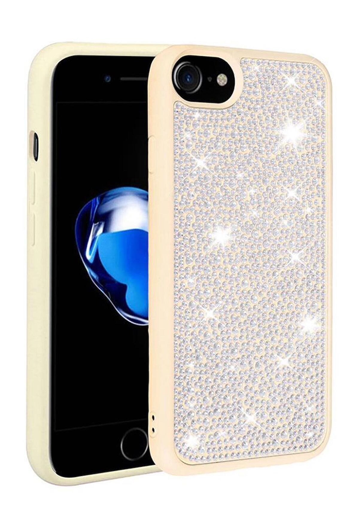 Apple iPhone SE 2022 Kılıf Parlak Taşlı Şık Tasarım Ston Kapak