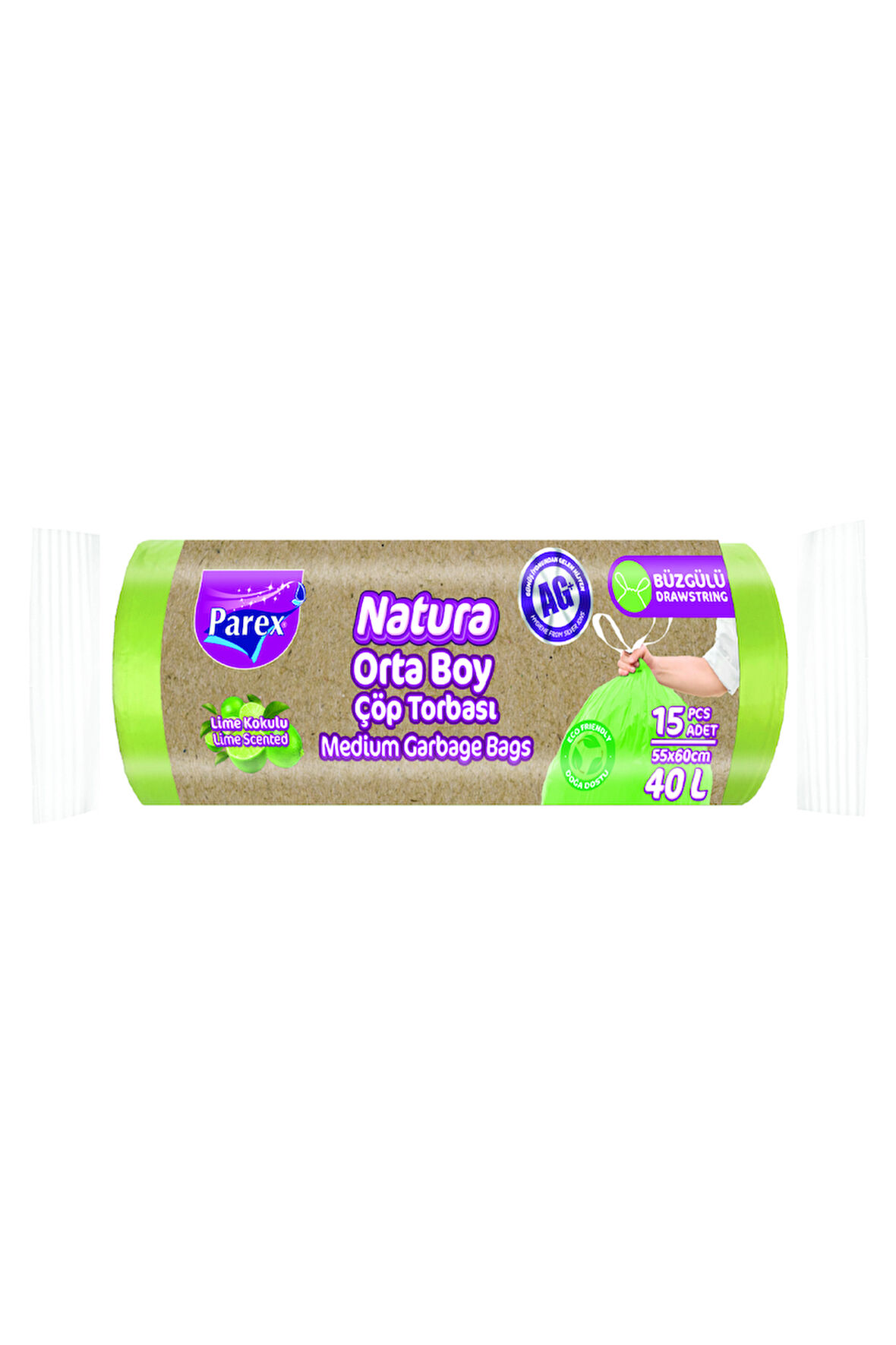 Natura Büzgülü Çöp Torbası Orta Boy 15'li 55 x 60 cm