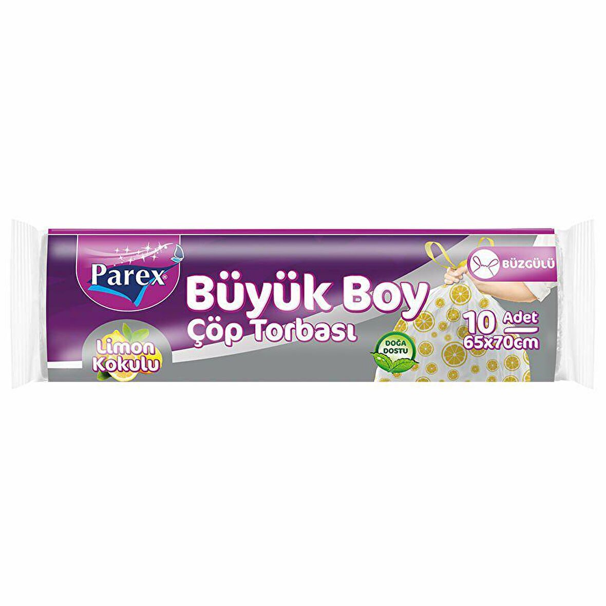 Parex çöp torbası büzgülü büyük boy 10'lu limon kokulu 