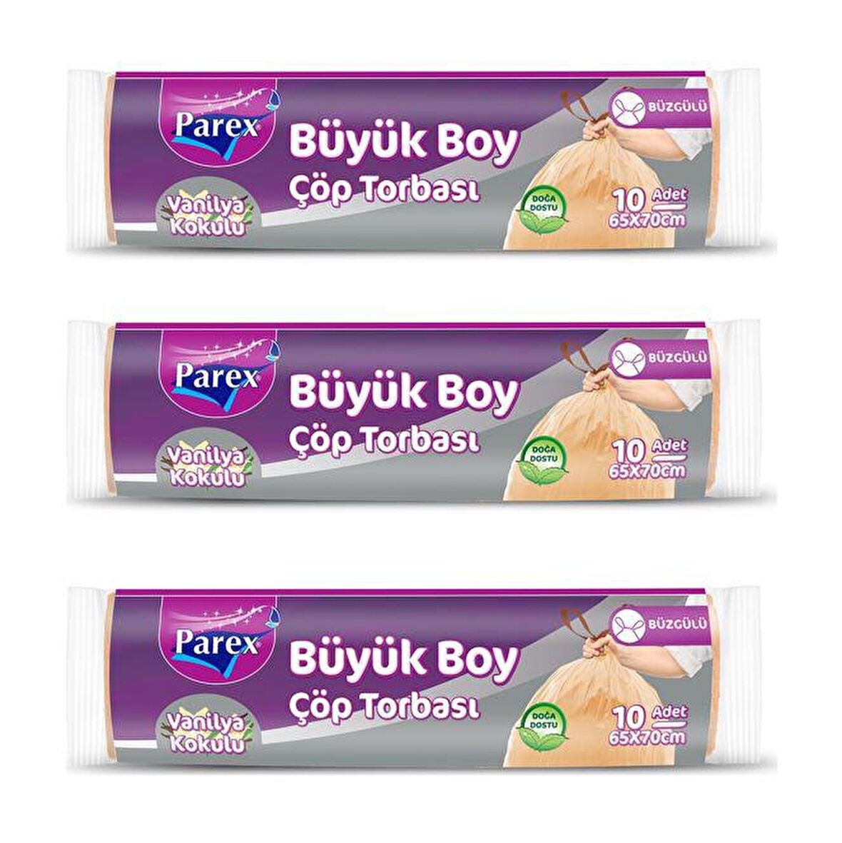 Parex Çöp Torbasi Büyük Boy Büzgülü Vanilya Kokulu 10'lu x 3 Adet