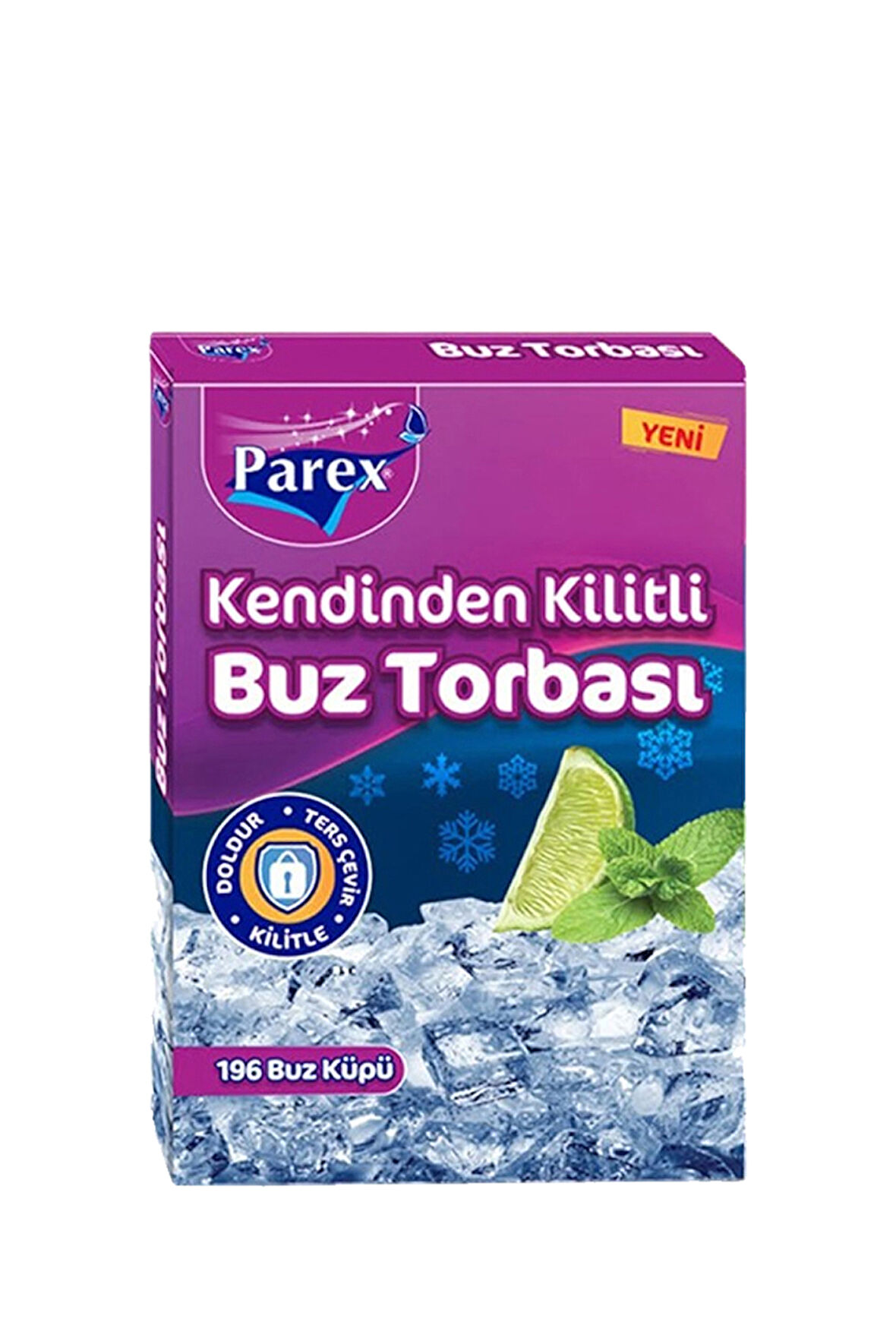 Kendinden Kilitli Buz Torbası 196 Buz Küpü 12 Paket 1 Koli