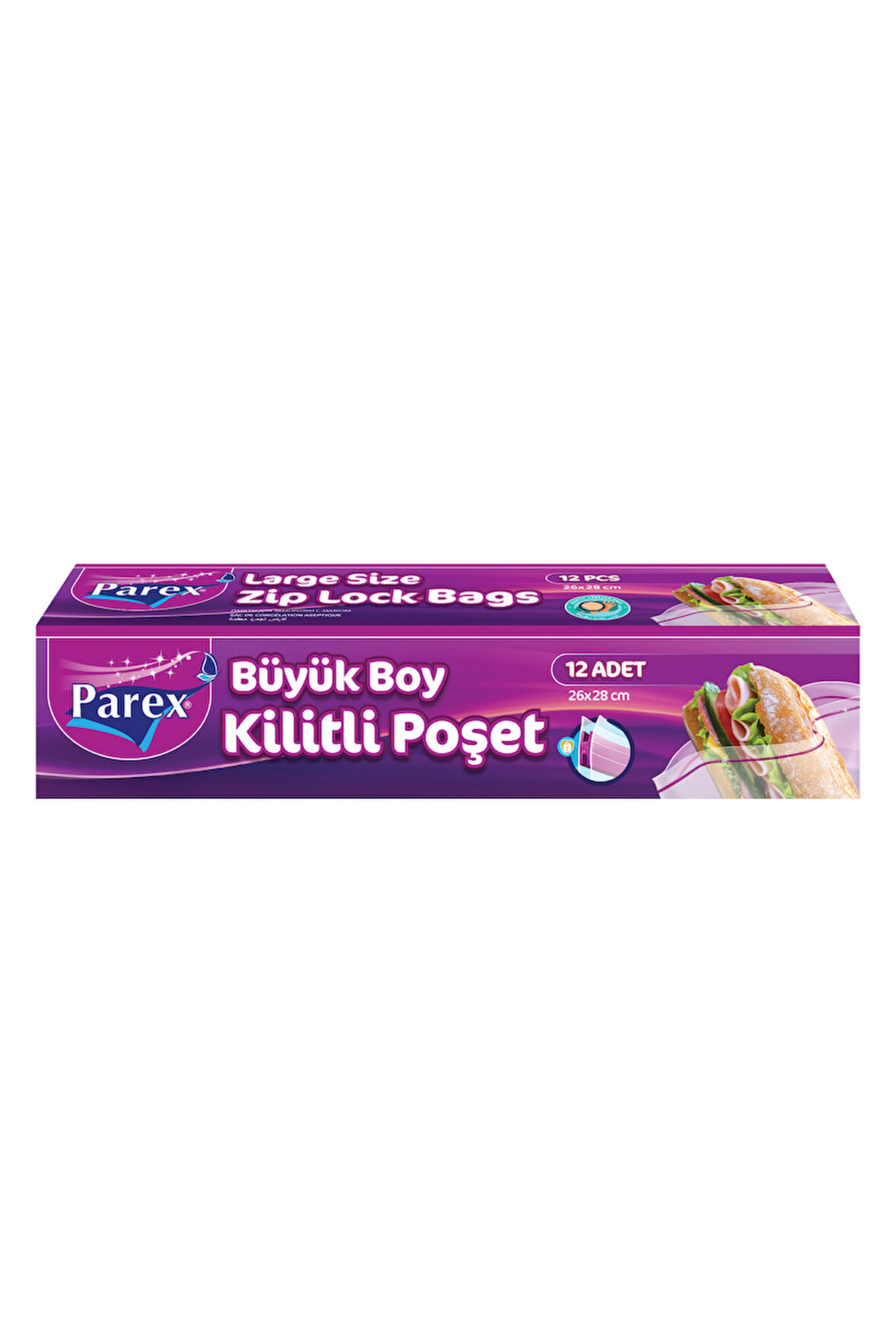 Kilitli Buzdolabı Poşet Büyük Boy 12'li 26 x 28 cm 24 Paket 1 Koli