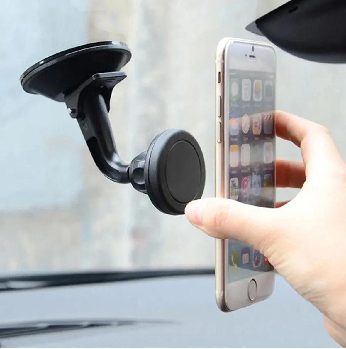 İçi 360 dönebilen Mıknatıslı Vakumlu Telefon Tutucu Cam İçin Mini Boyut