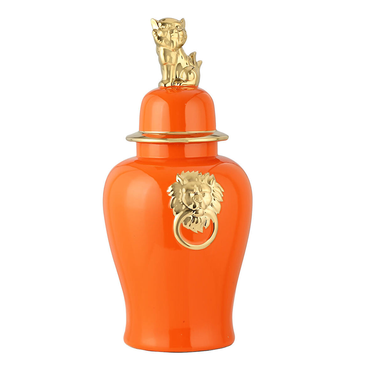 Vitale Lion Dekoratif Vazo Turuncu 27x27x60 cm AK.WLT0604