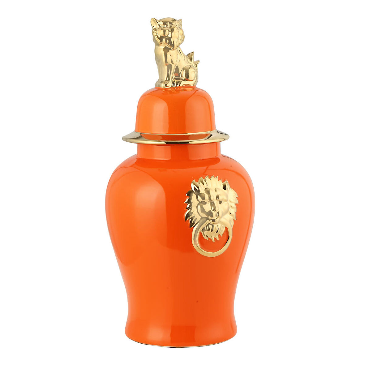 Vitale Lion Dekoratif Vazo Turuncu 23x23x50 cm AK.WLT0605